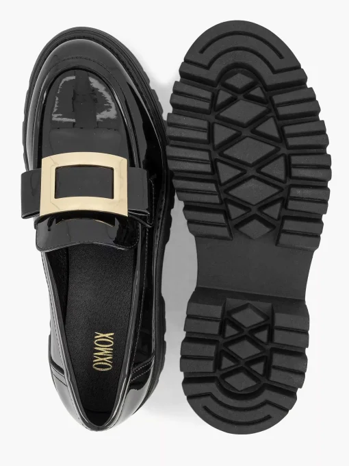 Zwarte Chunky Loafer Lak