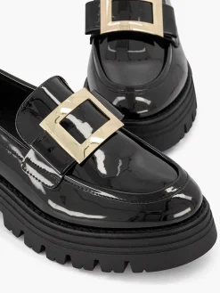 Zwarte Chunky Loafer Lak