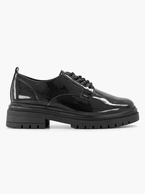 Zwarte Chunky Veterschoen Lak