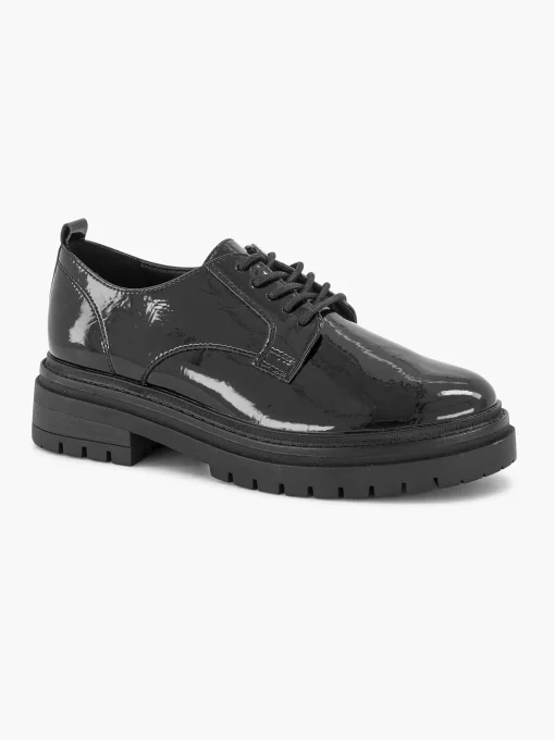 Zwarte Chunky Veterschoen Lak