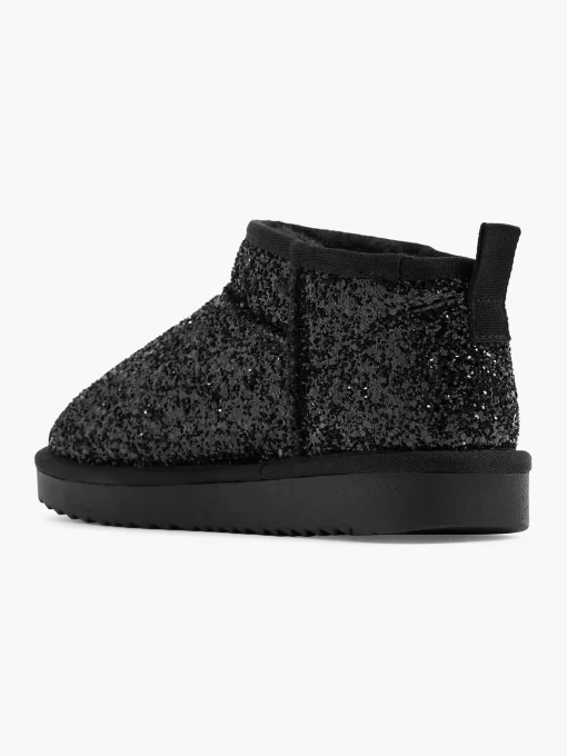 Zwarte Enkelboot Glitters Gevoerd