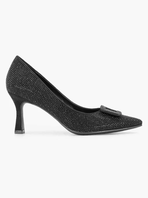 Zwarte Glitter Pump Gesp