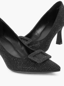 Zwarte Glitter Pump Gesp