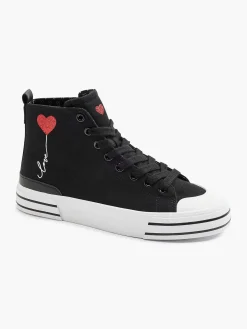 Zwarte Hoge Canvas Sneaker Hartje