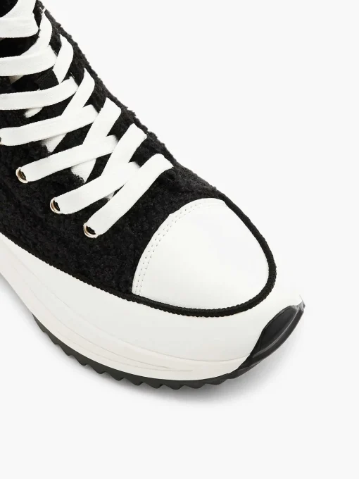 Zwarte Hoge Platform Sneaker Teddy