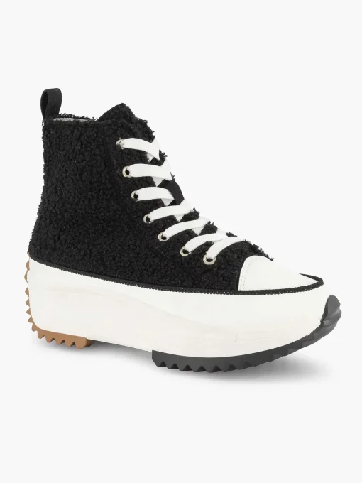 Zwarte Hoge Platform Sneaker Teddy
