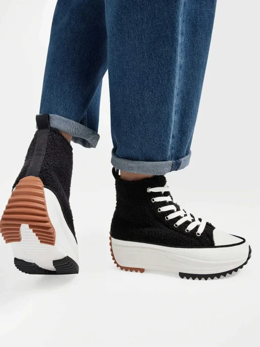 Zwarte Hoge Platform Sneaker Teddy