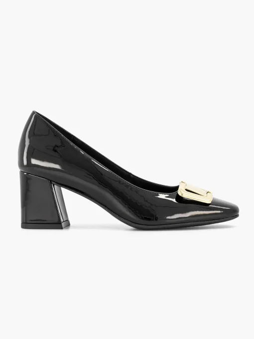 Zwarte Lak Pump Siergesp
