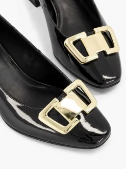 Zwarte Lak Pump Siergesp