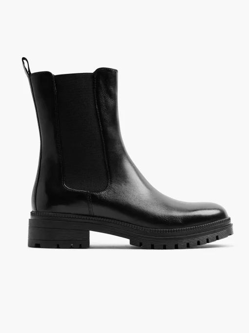 Zwarte Leren Chelsea Boot
