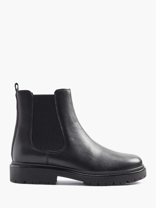 Zwarte Leren Chelsea Boot