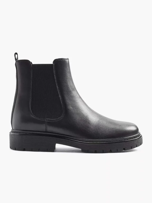 Zwarte Leren Chelsea Boot