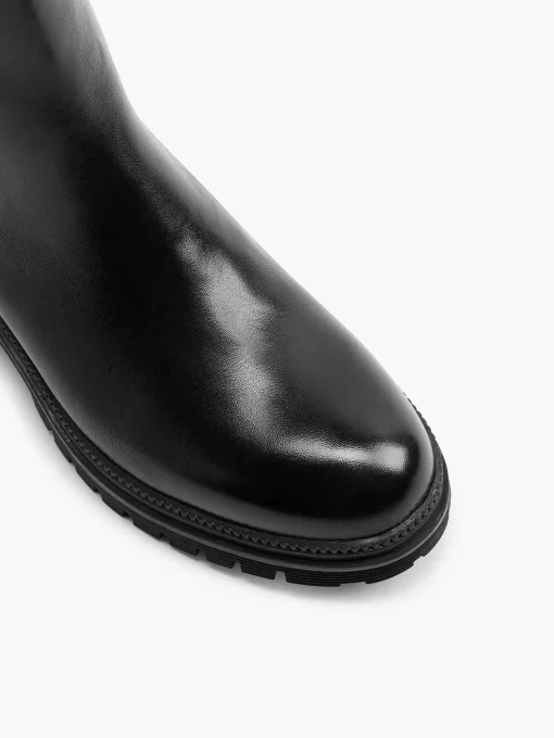 Zwarte Leren Chelsea Boot