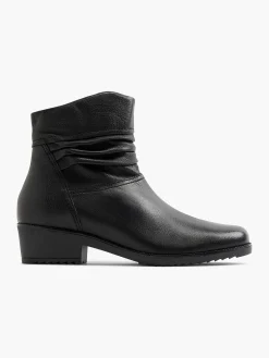 Zwarte Leren Comfort Enkellaars