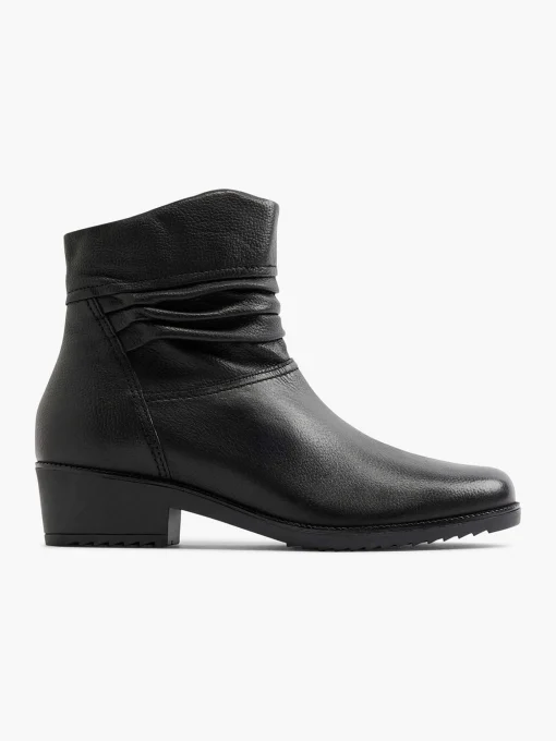 Zwarte Leren Comfort Enkellaars