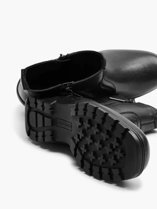 Zwarte Leren Comfort Enkelboot