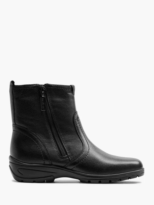 Zwarte Leren Comfort Enkelboot