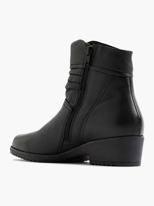 Zwarte Leren Comfort Enkellaars