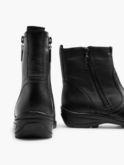 Zwarte Leren Comfort Enkelboot