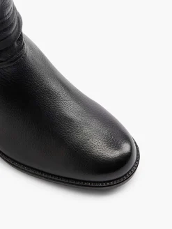 Zwarte Leren Comfort Enkellaars