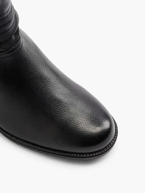Zwarte Leren Comfort Enkellaars