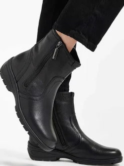 Zwarte Leren Comfort Enkelboot