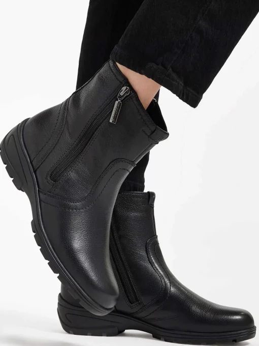 Zwarte Leren Comfort Enkelboot