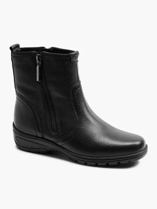 Zwarte Leren Comfort Enkelboot