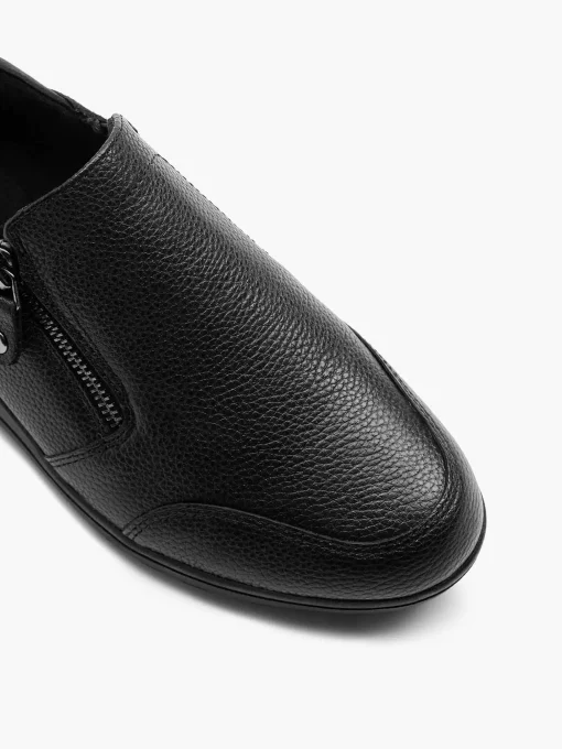 Zwarte Leren Comfort Instapper