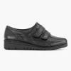 Zwarte Leren Comfort Sneaker Klittenband