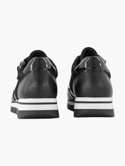 Zwarte Leren Comfort Sneaker Croco