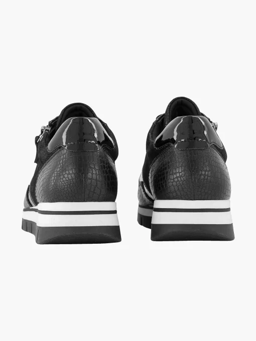 Zwarte Leren Comfort Sneaker Croco