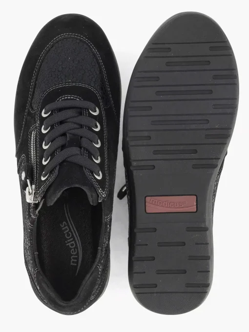 Zwarte Leren Comfort Sneaker