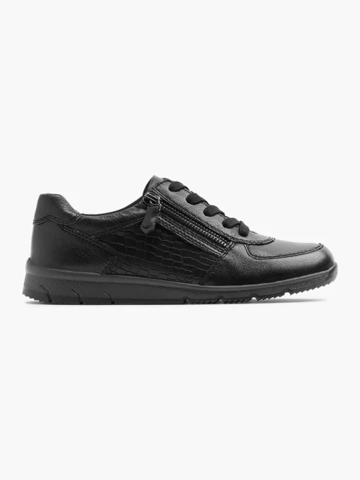 Zwarte Leren Comfort Sneaker