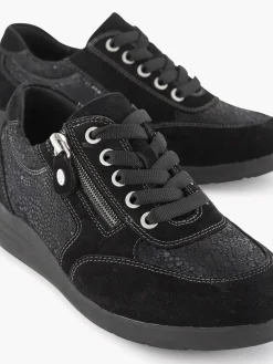 Zwarte Leren Comfort Sneaker
