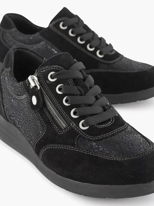 Zwarte Leren Comfort Sneaker