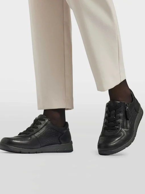 Zwarte Leren Comfort Sneaker