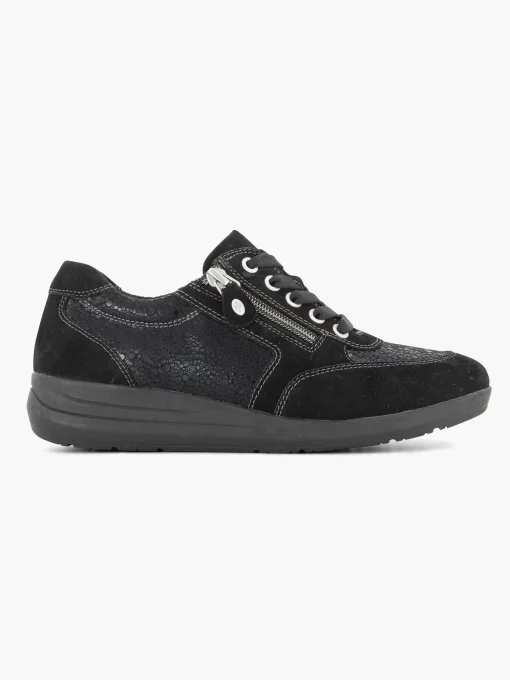 Zwarte Leren Comfort Sneaker
