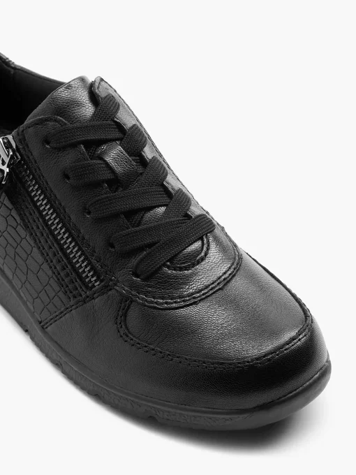 Zwarte Leren Comfort Sneaker