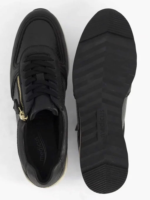 Zwarte Leren Comfort Sneaker