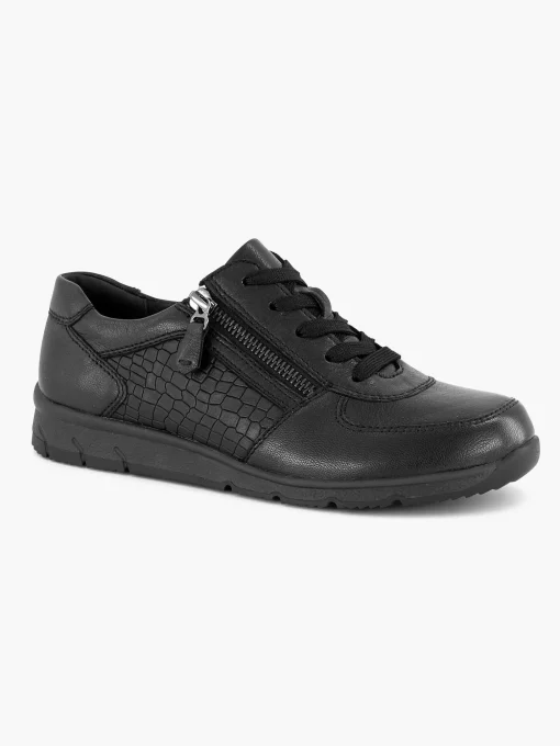 Zwarte Leren Comfort Sneaker