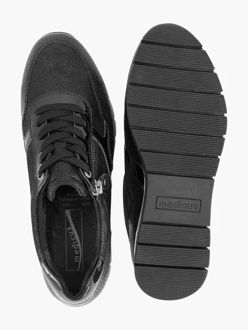 Zwarte Leren Comfort Sneaker Croco