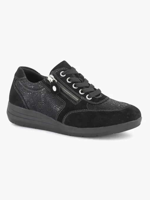Zwarte Leren Comfort Sneaker