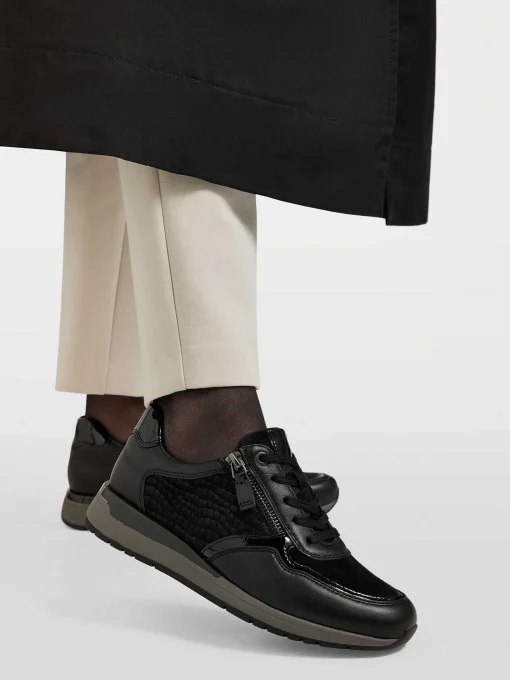 Zwarte Leren Comfort Veterschoen