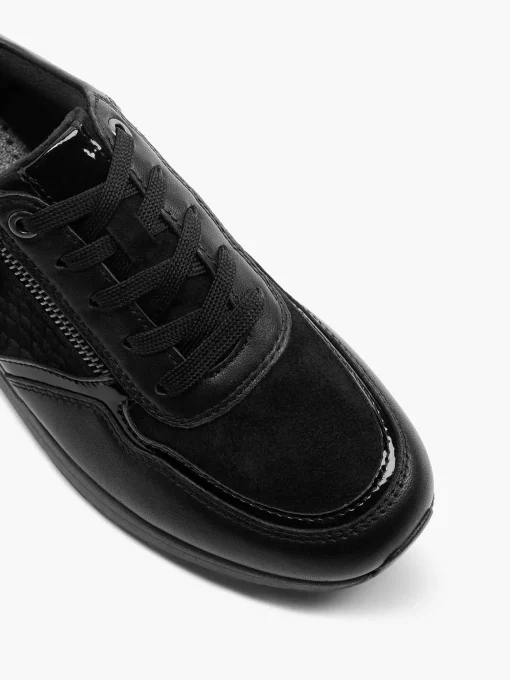 Zwarte Leren Comfort Veterschoen