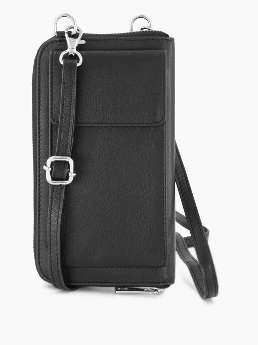 Zwarte Leren Telefoontas