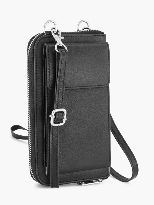 Zwarte Leren Telefoontas