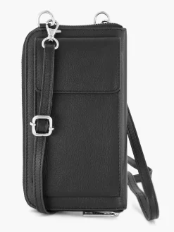 Zwarte Leren Telefoontas