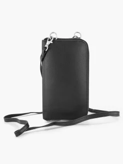 Zwarte Leren Telefoontas