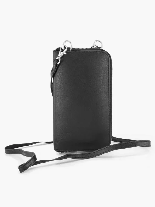 Zwarte Leren Telefoontas